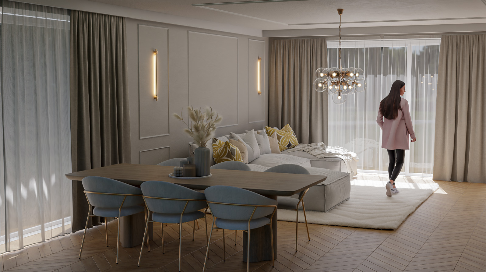 woonkamer 3d interieur render